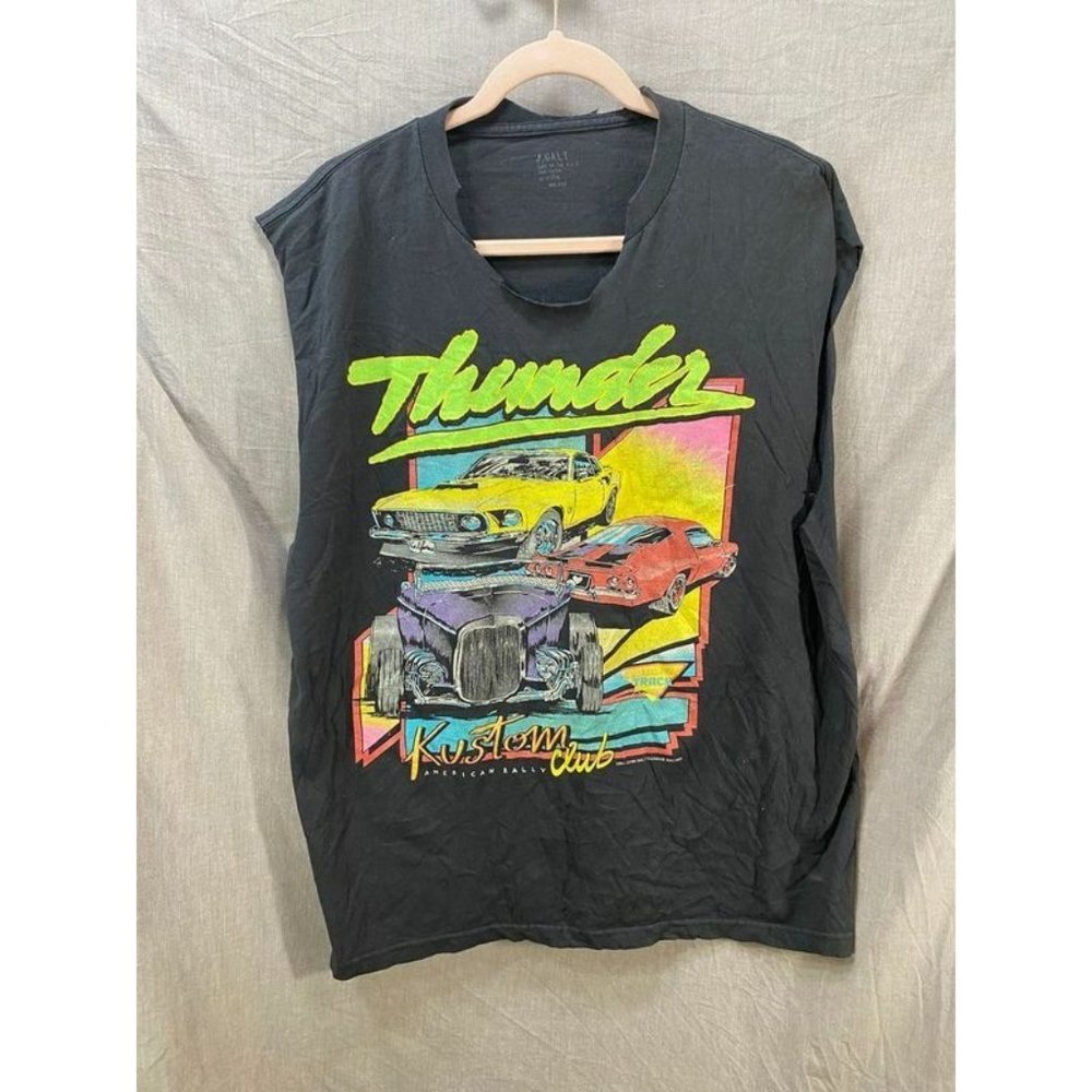 John Galt Garage Racing 1984 Shirt‎ Adult Large Black Raw Hem Tank Mens
